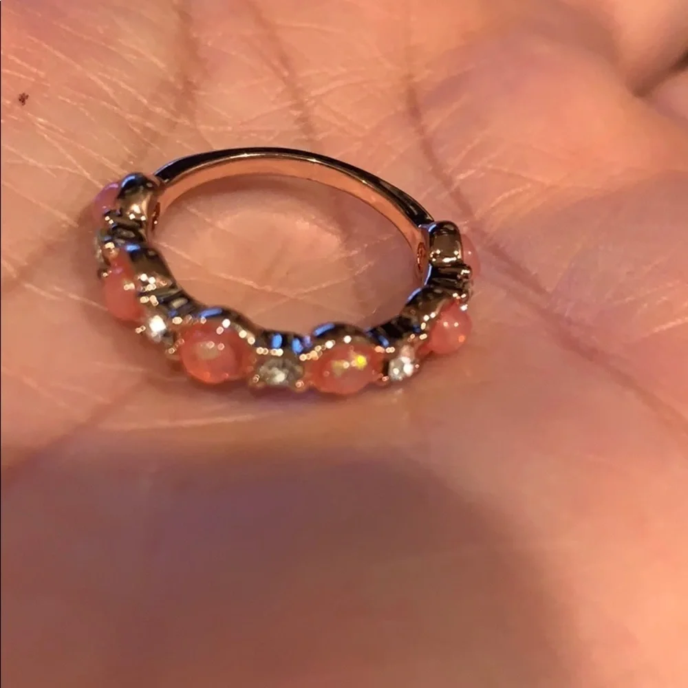 Rose Gold plated CZ opal Wedding Band sizes 6 &10